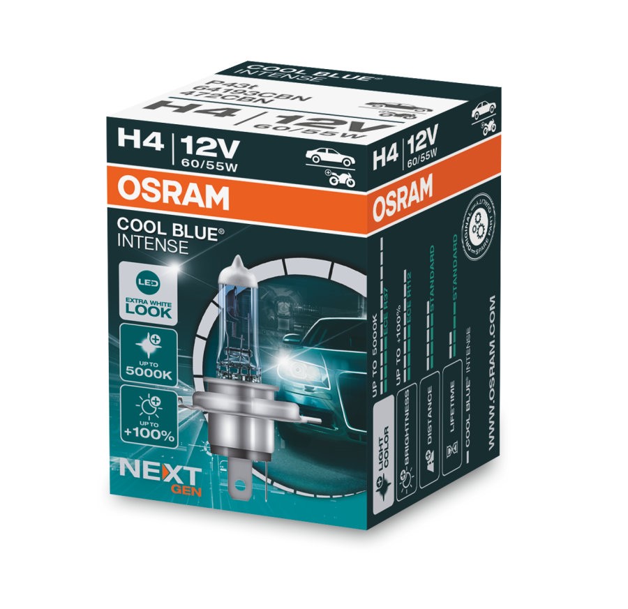 OSRAM Cool blue intense (next gen) H4 64193CBN 12V 60/55 W h