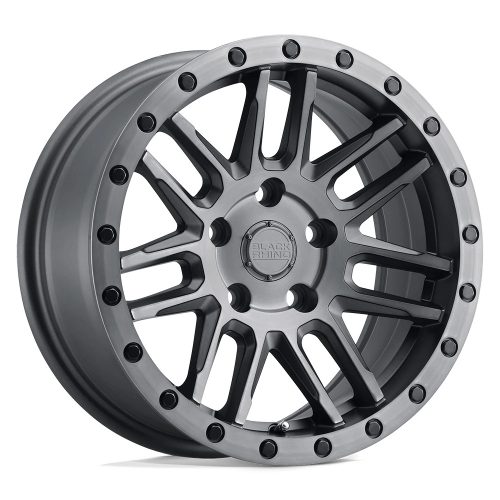 Alloy Wheel 17x8 ET30 5x120 Matte Brushed Gunmetal W/ Black Bolts Arches Black Rhino