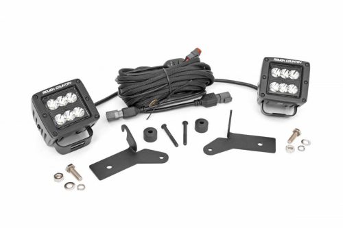 2" Square CREE LED Lights Pair Black Series Rough Country - Jeep Wrangler JL