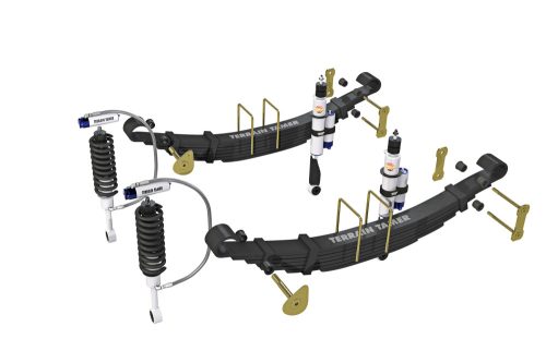 Terrain Tamer felfüggesztés készlet PRO lengéscsillapítókkal emelés +40mm erősített +100kg terhelésig elöl +300kg terhelésig hátul Nissan Navara D40 2.5L Diesel|V6 3.00L Dieselhez 2005-> szintszabályzás nélküli modellek